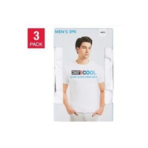 32 Degrees Cool Mens 3 Pack White Short Sleeve Crew Neck T Shirts Size Large